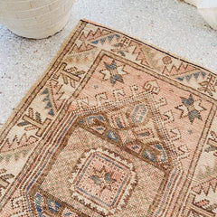 Somu Mini Muted Blush Turkish One of A Kind Door Mat Rug - Lustere Living