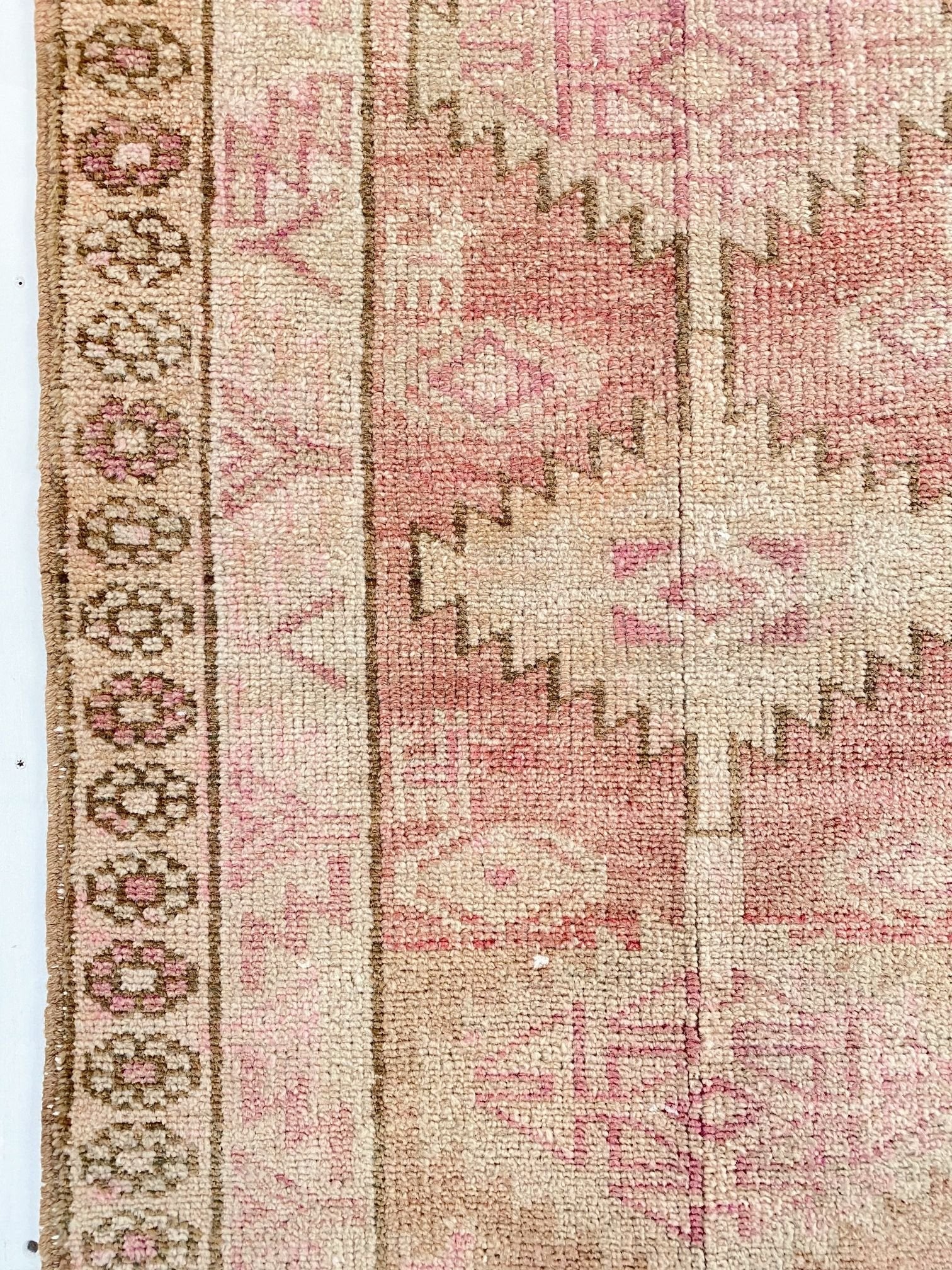 Sophie Faded Blush Soft Taupe Handwoven Turkish Hallway Kitchen Runner Rug - Lustere Living