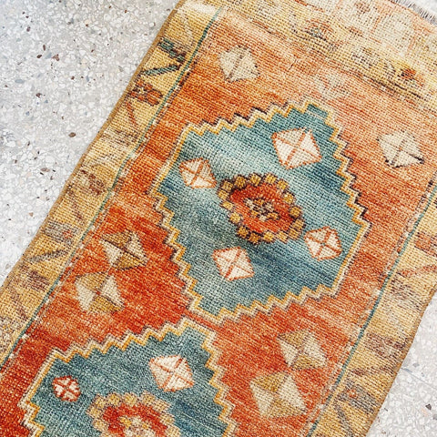 Sucra Mini Apricot Taupe Turkish One of A Kind Door Mat Rug - Lustere Living