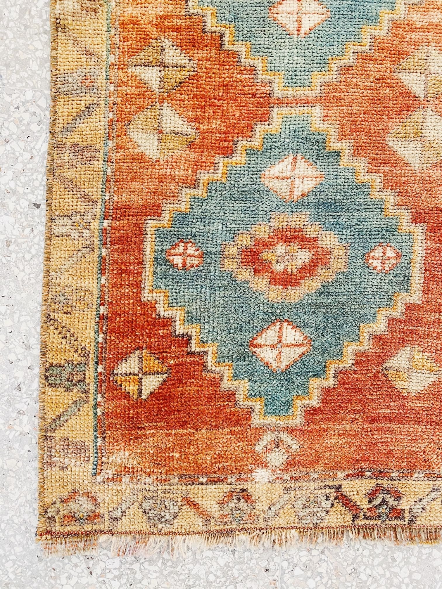 Sucra Mini Apricot Taupe Turkish One of A Kind Door Mat Rug - Lustere Living