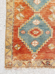 Sucra Mini Apricot Taupe Turkish One of A Kind Door Mat Rug - Lustere Living