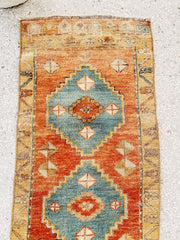 Sucra Mini Apricot Taupe Turkish One of A Kind Door Mat Rug - Lustere Living