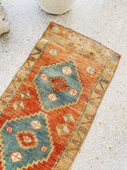 Sucra Mini Apricot Taupe Turkish One of A Kind Door Mat Rug - Lustere Living