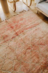 Sukhi Vintage Faded Coral Apricot One of A Kind Moroccan Rug - Lustere Living