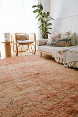 Sukhi Vintage Faded Coral Apricot One of A Kind Moroccan Rug - Lustere Living