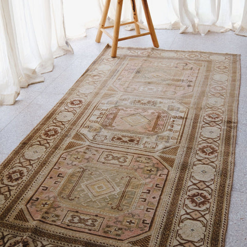 Sumia Faded Soft Taupe Blush Turkish One of A Kind Accent Rug - Lustere Living