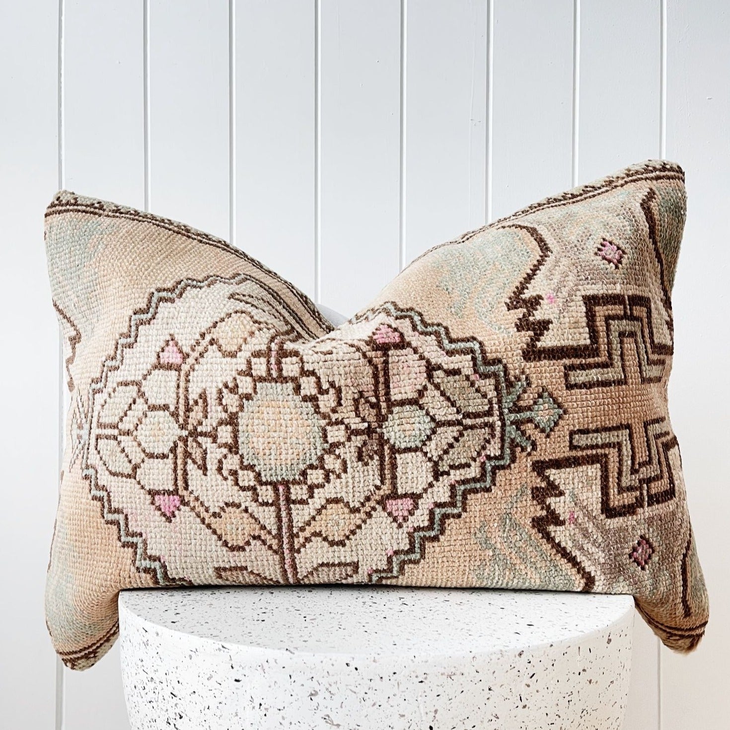 Talow One of A Kind Handmade Boho Kilim Lumbar Cushion Cover - Lustere Living