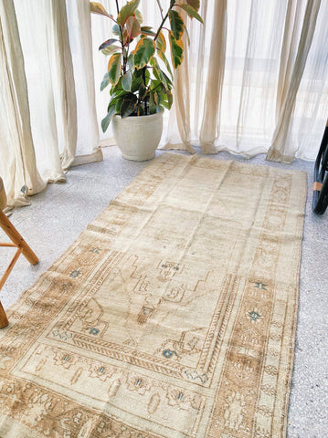 Thelma Faded Soft Taupe Ivory Turkish One of A Kind Accent Rug - Lustere Living
