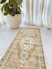 Tulo Mini Faded Taupe Blush Turkish One of A Kind Door Mat Rug - Lustere Living