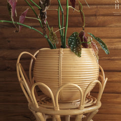 Uma Small Rattan Round Planter Natural Wicker Basket - Lustere Living
