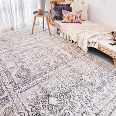 Vanya Faded Soft Lavender Moroccan One of A Kind Rug - Lustere Living