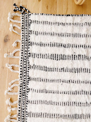 Wanda Textured Creamy Ivory Black Stripe Moroccan Wool Rug - Lustere Living