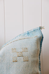 Washed Blue 02 Cactus Silk Moroccan Cushion Cover - Lustere Living