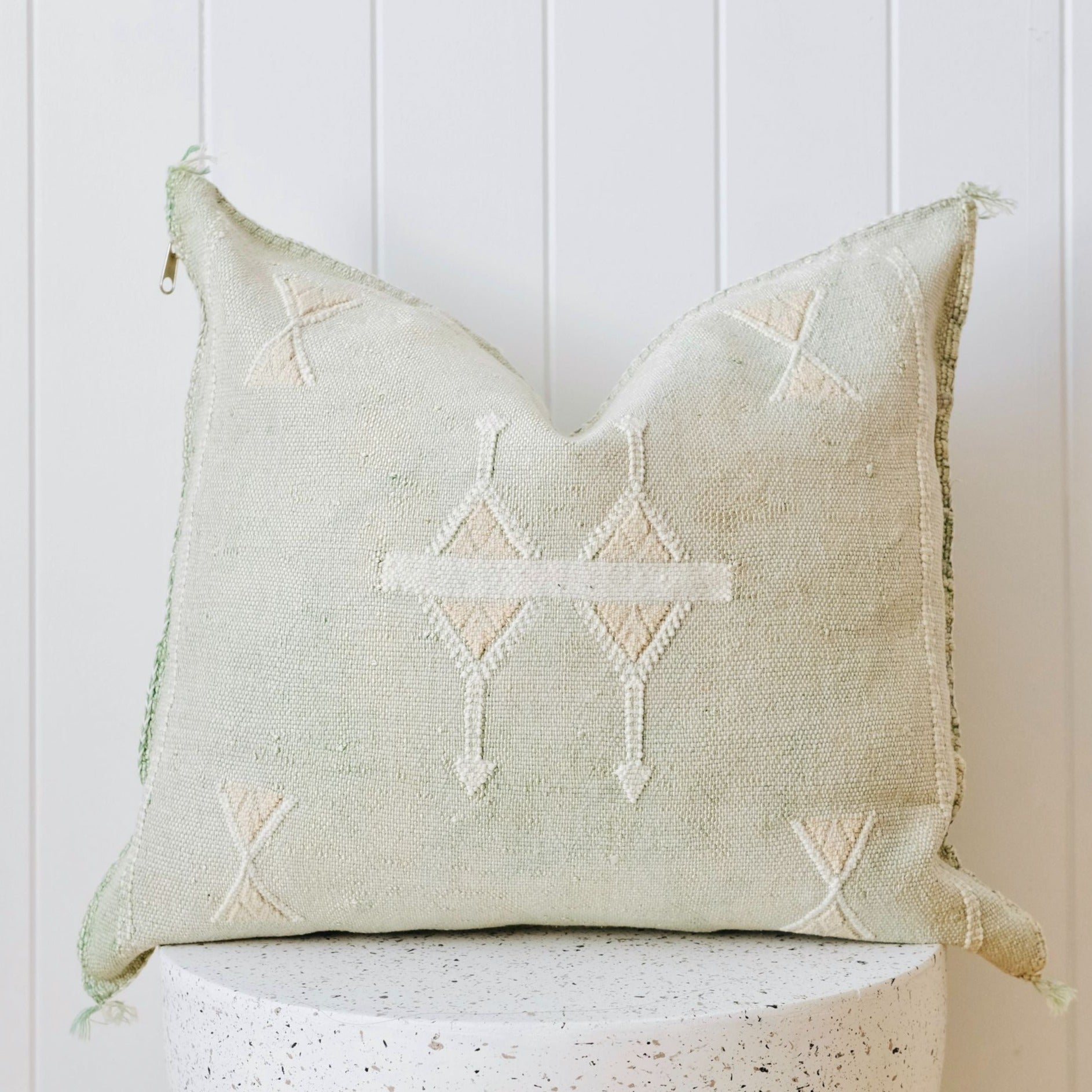 Washed Lime 01 Cactus Silk Moroccan Cushion Cover - Lustere Living