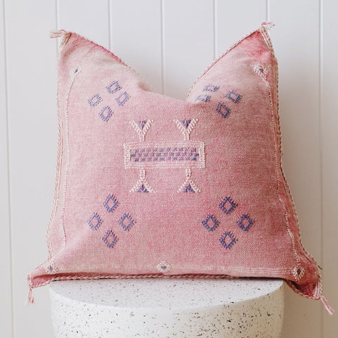 Washed Pink 01 Cactus Silk Moroccan Cushion Cover - Lustere Living